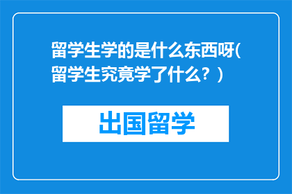 留学生学的是什么东西呀(留学生究竟学了什么？)