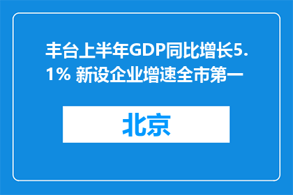 丰台上半年GDP同比增长5.1% 新设企业增速全市第一