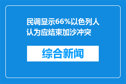 民调显示66%以色列人认为应结束加沙冲突