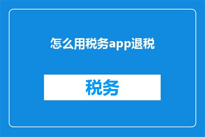 怎么用税务app退税