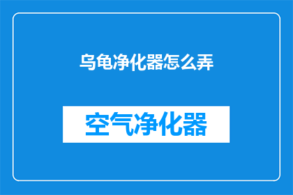 乌龟净化器怎么弄(如何制作乌龟净化器？)