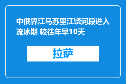 中俄界江乌苏里江饶河段进入流冰期 较往年早10天