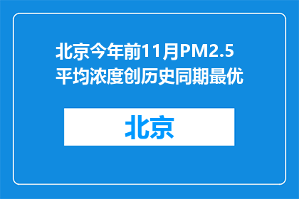 北京今年前11月PM2.5平均浓度创历史同期最优
