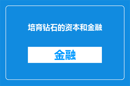 培育钻石的资本和金融(如何有效培育钻石的资本和金融？)