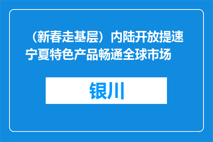（新春走基层）内陆开放提速 宁夏特色产品畅通全球市场