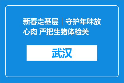 新春走基层｜守护年味放心肉 严把生猪体检关