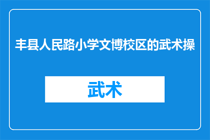 丰县人民路小学文博校区的武术操(丰县人民路小学文博校区的武术操，是否值得体验？)