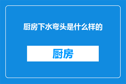 厨房下水弯头是什么样的(厨房下水弯头究竟长什么样？)