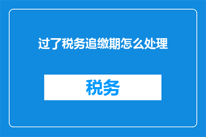 过了税务追缴期怎么处理(如何处理过了税务追缴期的情况？)