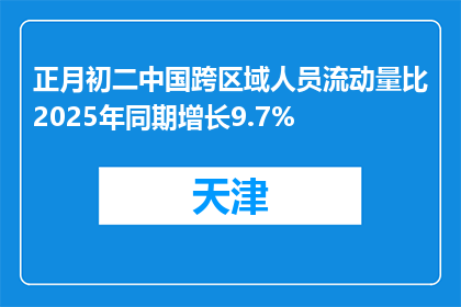 正月初二中国跨区域人员流动量比2025年同期增长9.7%