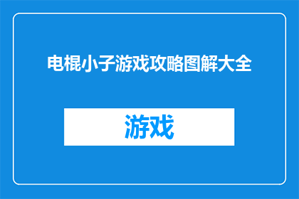 电棍小子游戏攻略图解大全(电棍小子游戏攻略图解大全是否包含所有玩家所需的信息？)