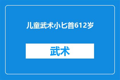 儿童武术小匕首612岁(儿童武术小匕首612岁是否适合6至12岁的孩子使用？)