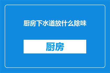 厨房下水道放什么除味(厨房下水道的异味问题该如何解决？)