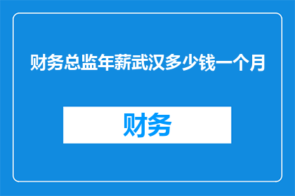 财务总监年薪武汉多少钱一个月(武汉财务总监的年薪是多少？一个月能拿到多少钱？)
