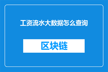 工资流水大数据怎么查询(如何查询工资流水数据以获取详细的财务信息？)