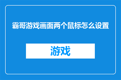 霸哥游戏画面两个鼠标怎么设置(如何调整两个鼠标在霸哥游戏中的设置？)
